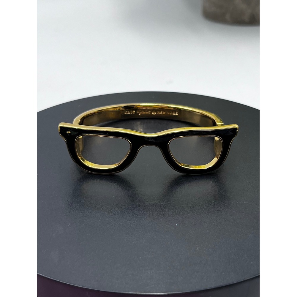 Kate Spade Goreski Lookout Black Enamel Eyeglass Hinged Bangle Bracelet Lim Ed - Picture 3 of 10